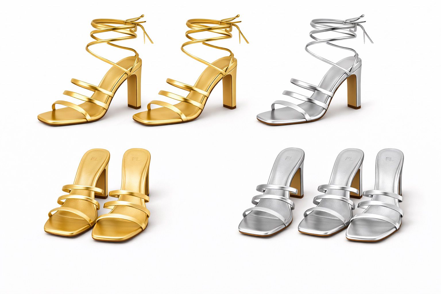 Metallica Mules — Or & Argent