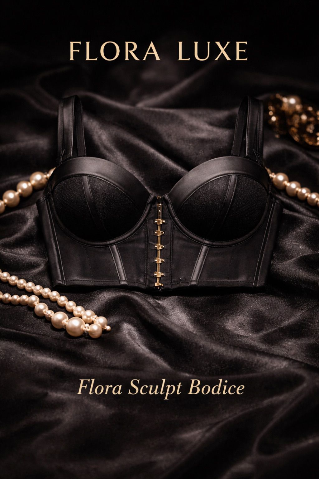 Flora Sculpt Bodice — Satin Noir